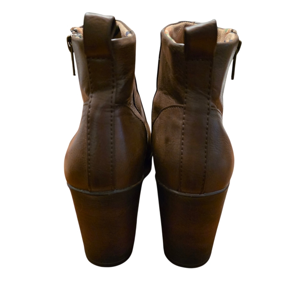 Brown Faux Leather Platform Ankle Boots Size 8.5 - Picture 4 of 12